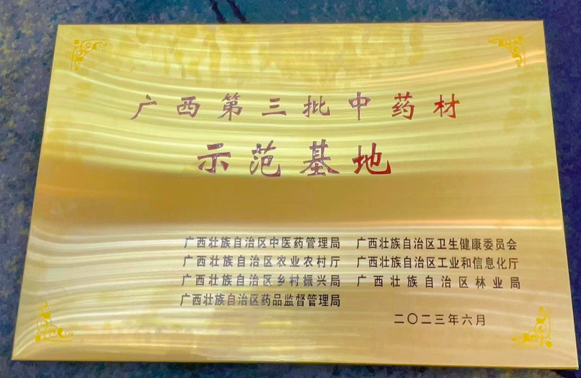 热烈祝贺广西圣特药业有限公司穿心莲中药材种植基地获得“广西自治区中药材示范基地”。